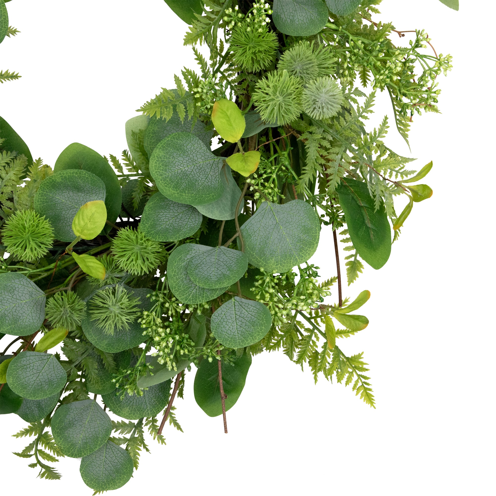 24" Seeded Eucalyptus & Sweet Gum Flowers Spring Artificial Wreath